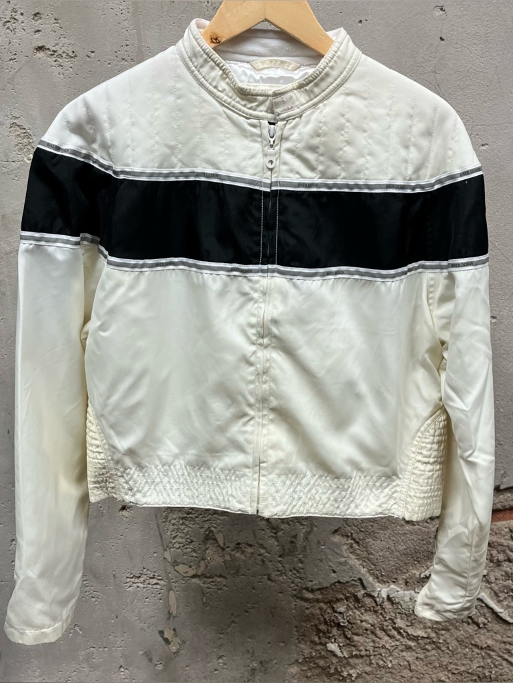 Biker Design USA White Black Nylon Water Resistant Biker Motorcycle Jacket XL
